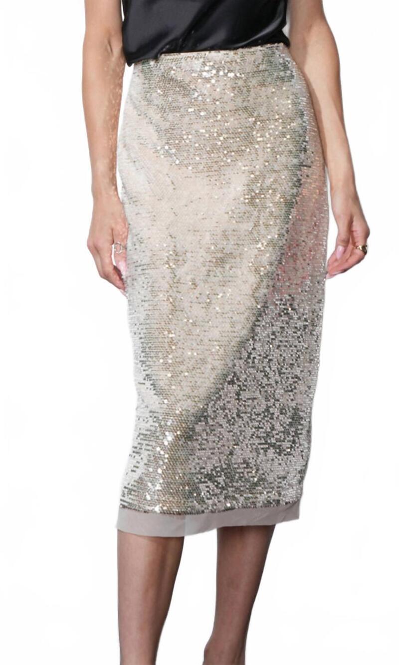 NEW GREYLIN gianna sequin skirt in cream